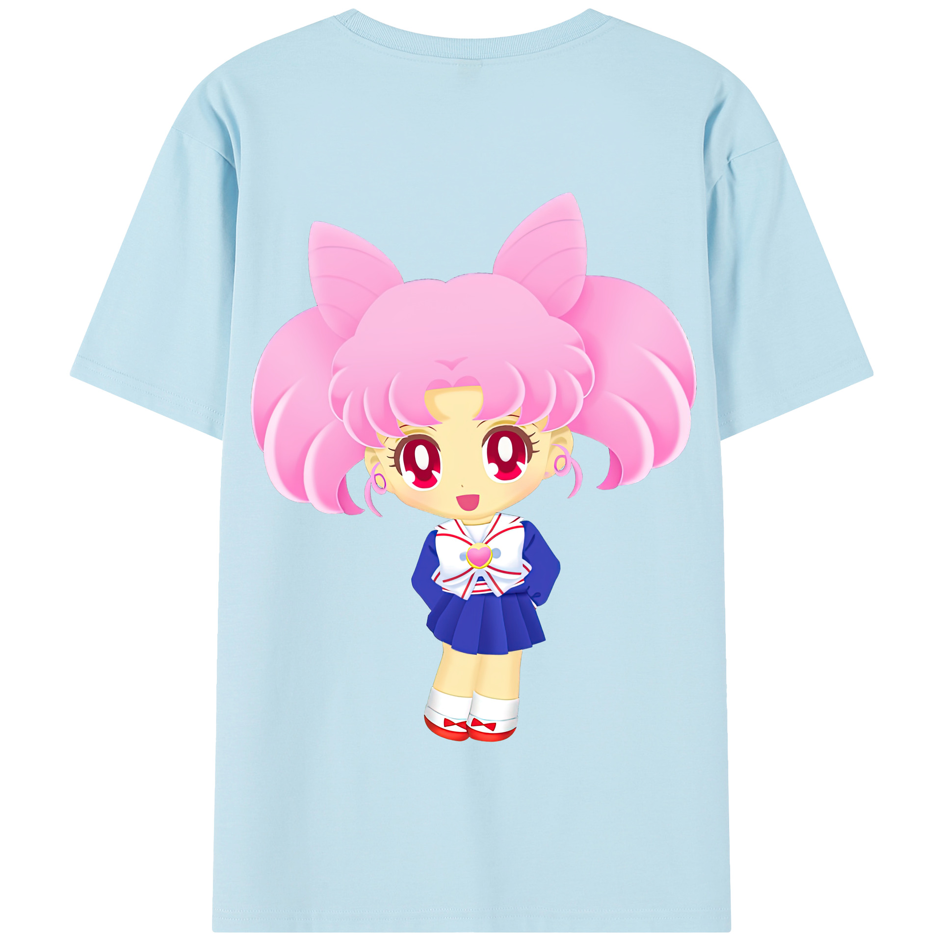 （画像用） 美少女戦士セーラームーン ちびうさ Sailor Moon Chibiusa Tsukino Usagi Small Lady Serenity 綿100％半袖Tシャツ（背面プリント）